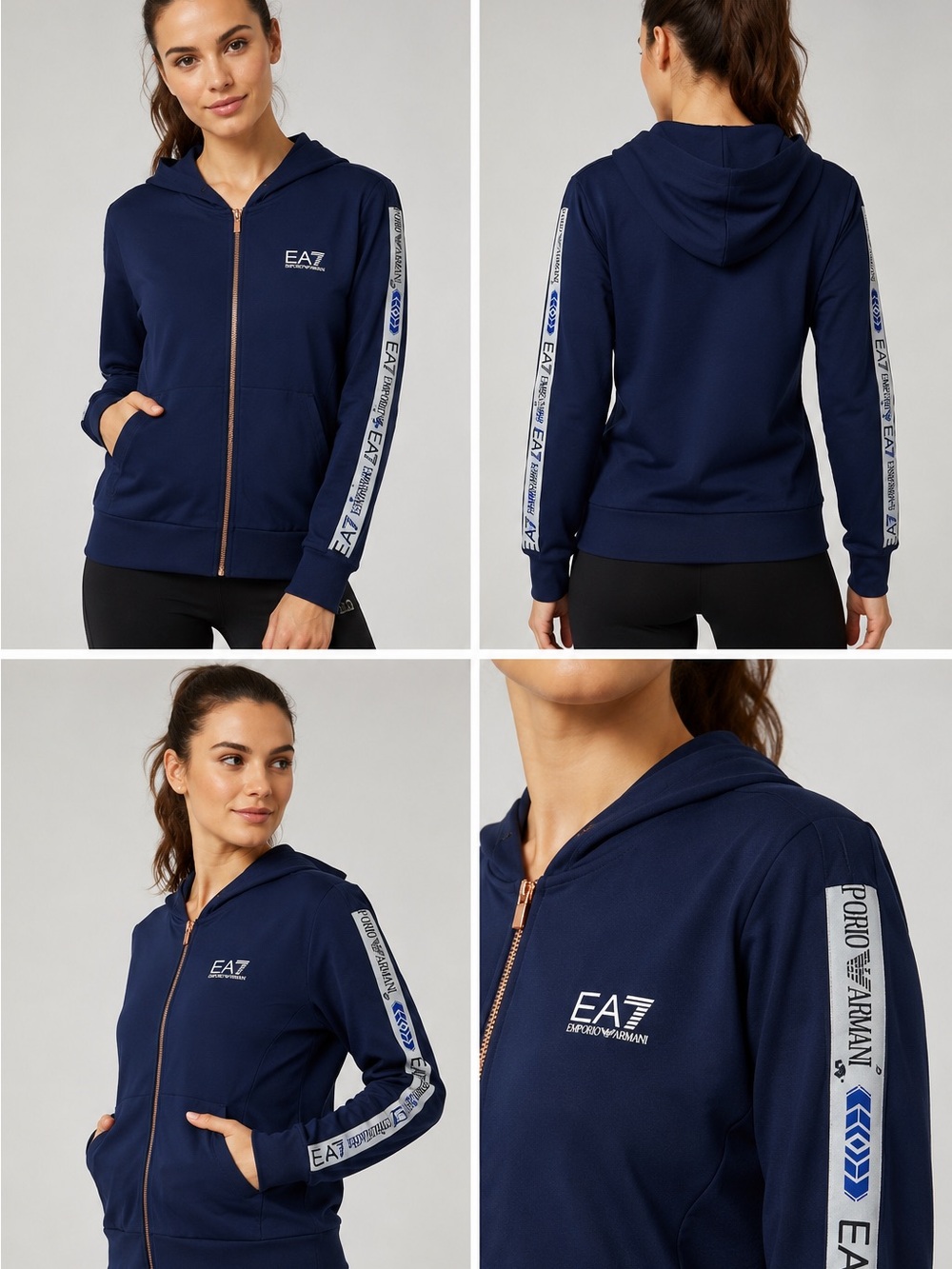 NWOT| Emporio Armani Full-Zip Hoodie Sweatshirt
Women’s Size M • Navy Blue